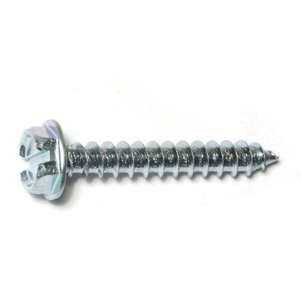 Midwest Fastener Sheet Metal Screw, #10 x 1-1/4 in, Zinc Plated Steel Flange Hex Head Slotted Drive, 16 PK 61415 - main